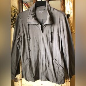 Eileen Fisher Organic Cotton Zip Jacket Women’s Medium Gray Quiet Luxury Errand